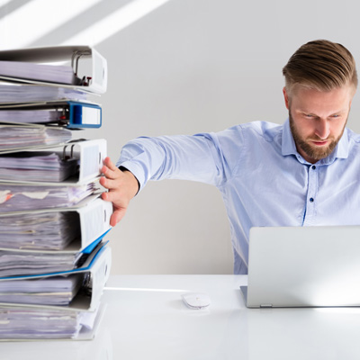 Business consultant with files