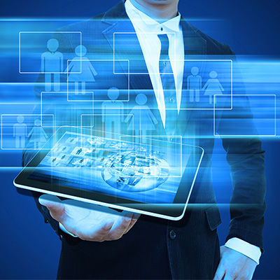 Business consultant with files